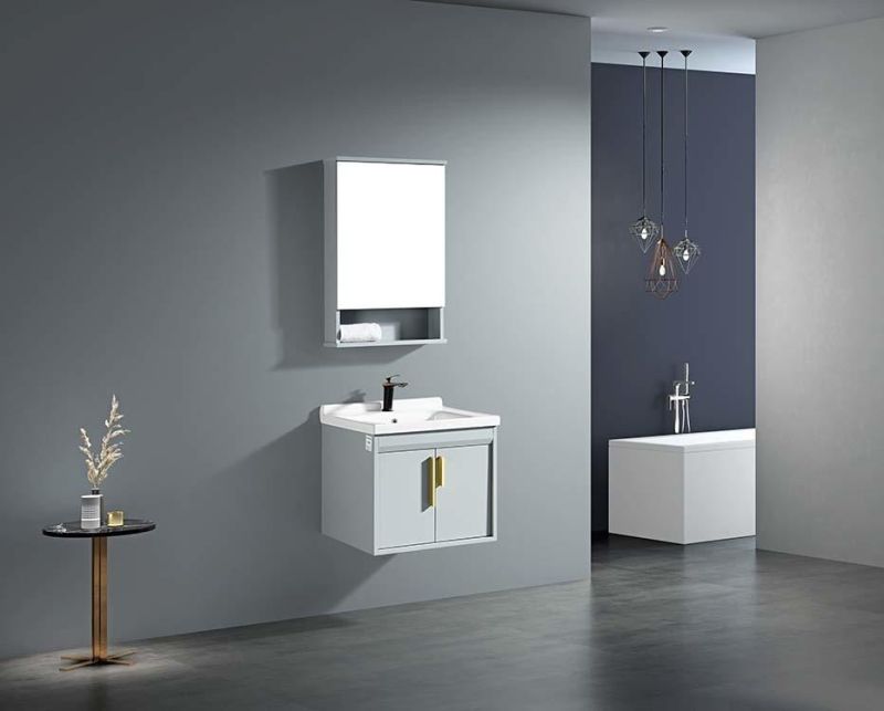 New Design Nordic Bathroom Cabinet Set Aluminum Bathroom Vanity Cabinet with Wash Basin Combo & Mirror