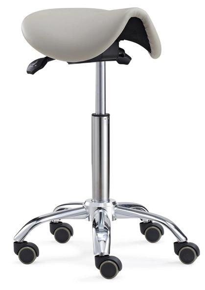 White PU Leather Saddle Seat Stool Ajustable Office Chair