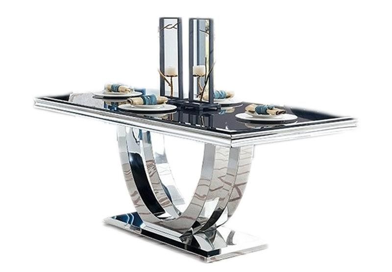 Australia Indoor Dining Room Furniture Black Glass Top Dinner Table