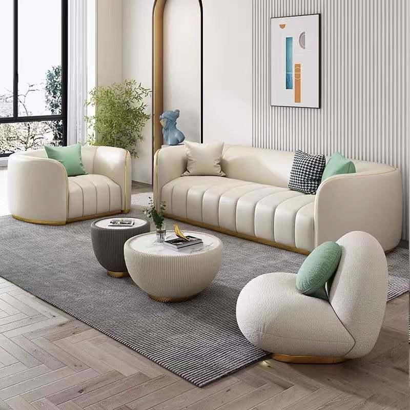 High End Italian Style Soft White Living Room Furniture Sofa Set Modern Comfortable Home Furniture Fabric L Shape Sofa