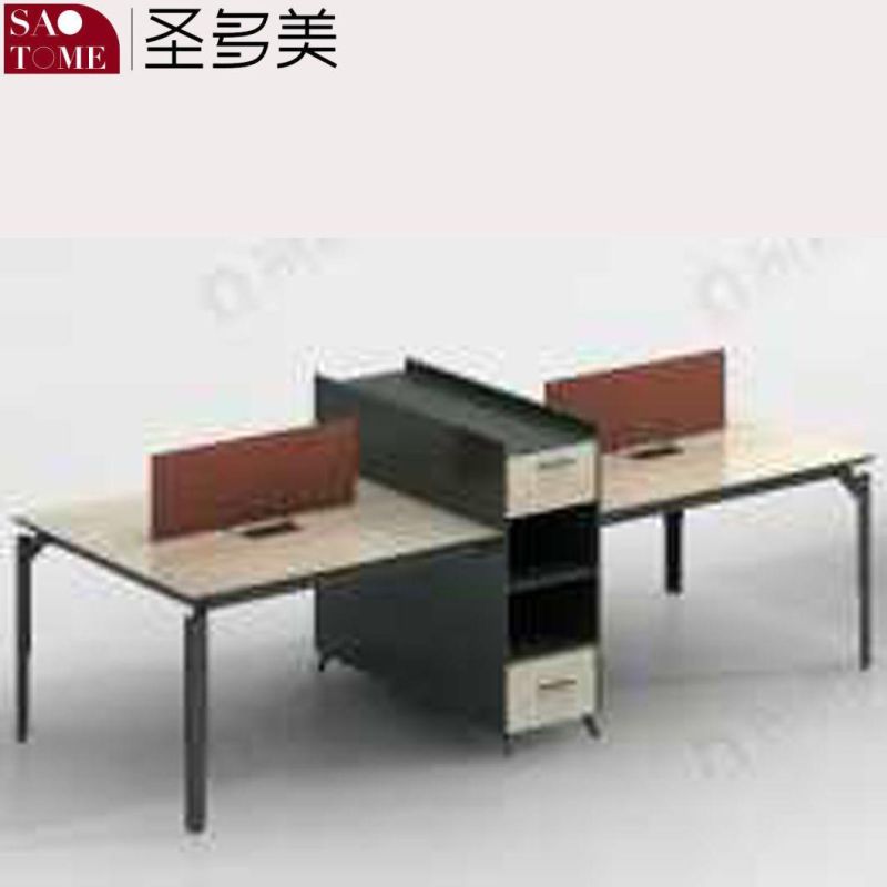 Set of Four-Person Desks with Cabinets in Office Furniture