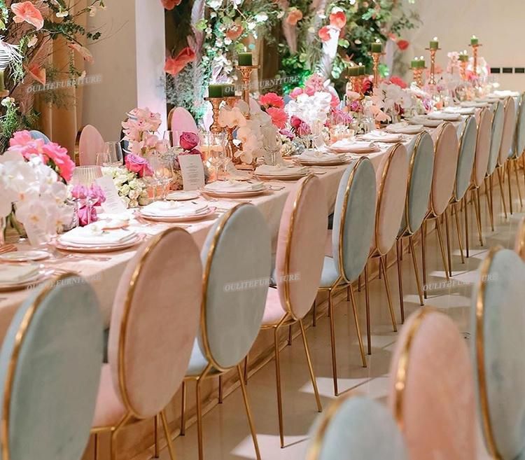 Pink Velvet Wedding Gold Chair with Metal Legs for Sale