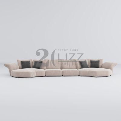 Sectional Modern Velvet Couches Furniture Set Stylish European Design Fabric Sofa with Medium Back