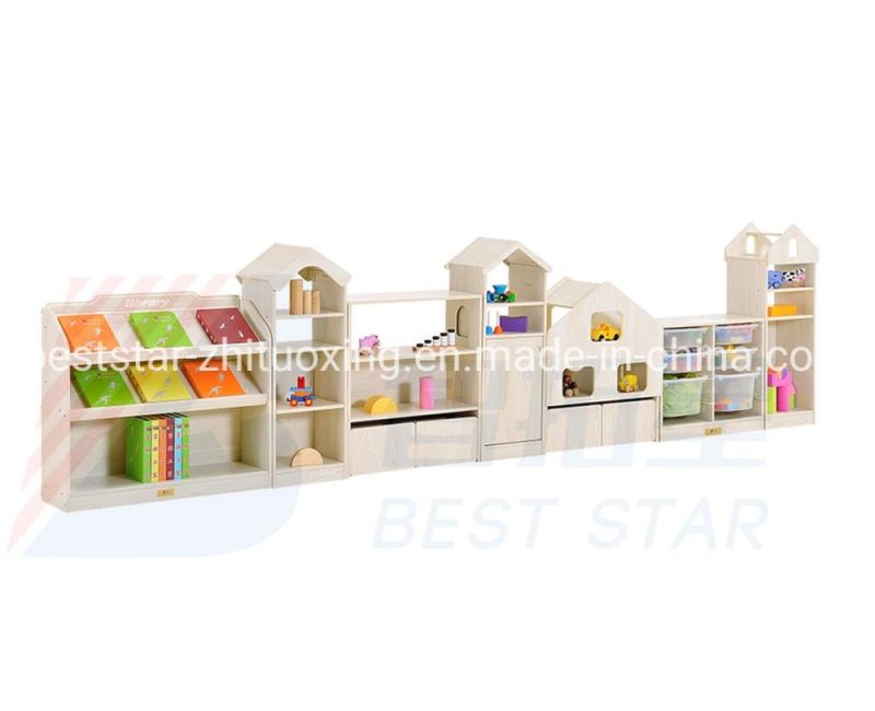 Hot Sales Playroom Furniture Wooden Daycare Display Cabinet, Kids Room Cabinet Children Toy Storage Cabinet, Kindergarten and Preschool Furniture Cabinet