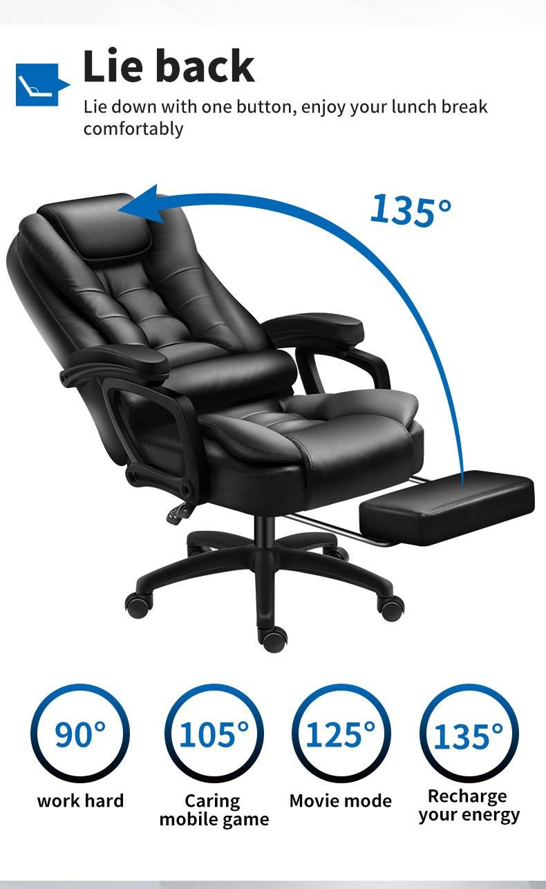 Low Price High Quality Ergonomic Swiveling Recliner Massage Manager Executive Boss Chair with Footrest