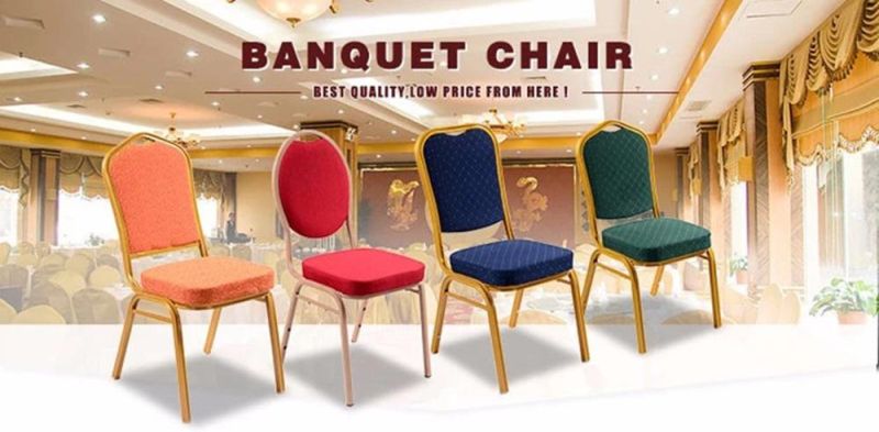 Modern Fabric Hotel Furniture Banquet Room Gold Frame Stacking Aluminum Metal Restaurant Dining Banquet Chair Cheaper Chair