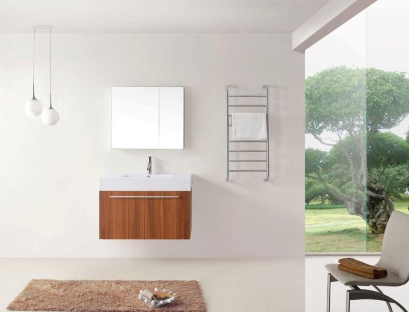 Modern Melamine Wall Mounted Bathroom Vanity with Mirror Cabinet