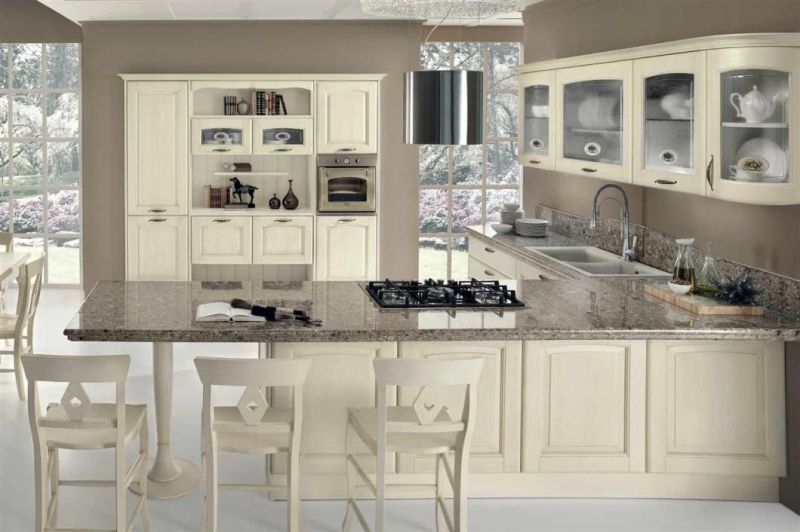 Modern Furniture New Design High Quality White Solid Wood Simple Style Kitchen Cabinet Kitchen Furniture