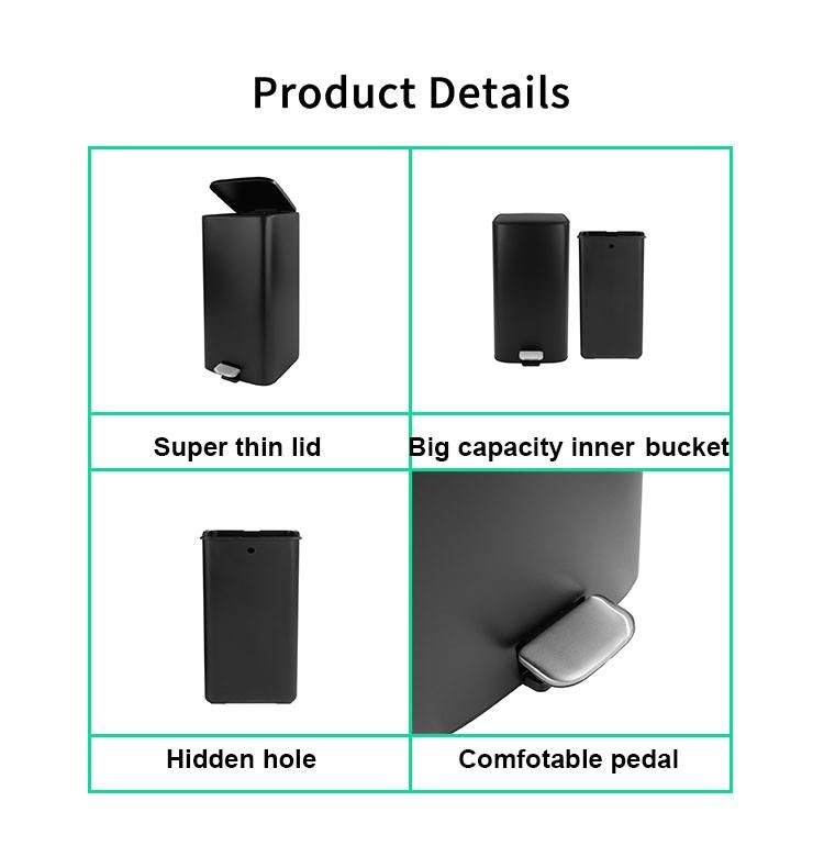 Modern Large Capacity Indoor 50L Soft Closing Pedal Trash Bin