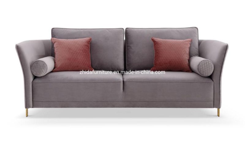 Luxury Modern Design 1+2+3 Golden Metal Leg Sofa Set