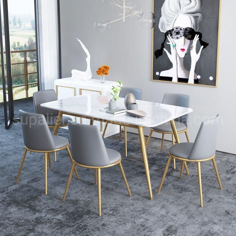 Nordic Style Gold Stainless Steel Furniture Dining Room Table