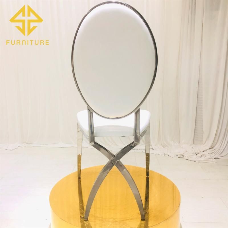 X Leg Round Back Silver Stainless Steel Dining Chair Hotel Furniture Wedding Events Chairs