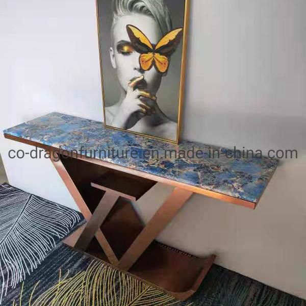 Modern LV Console Table with Marble Top for Home Furniture