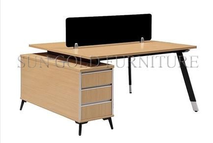 Modern Wooden Steel Leg Office Table with Side Table (SZ-OD077)