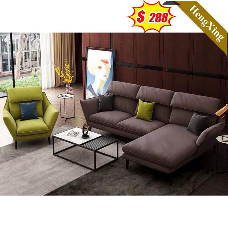 Modern Home Living Room Hotel Lobby Sofas Couches Office Wooden Frame Dark Brown Fabric L Shape Couch Sofa