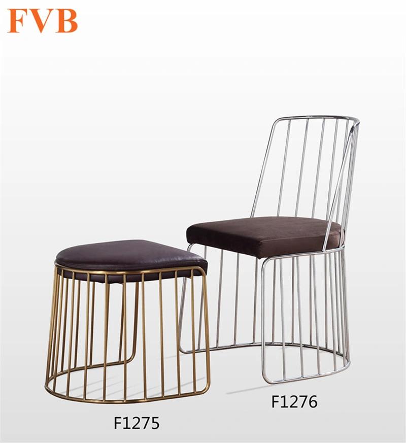 Stainless Steel Frame Bar Stool with PU and Leather Cushion