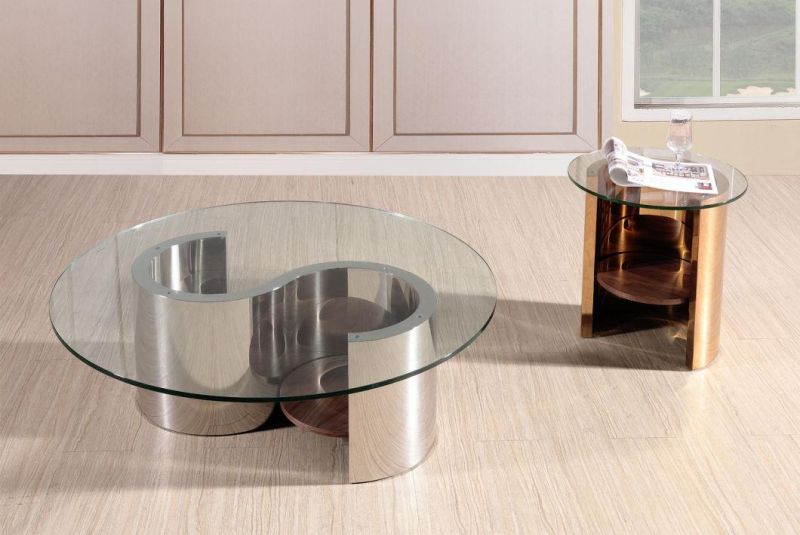 Fashion Modern Coffee Tables with Gold Metal Frame and Glass Top for Home Living Room Furniture