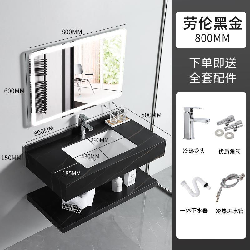 Sintered Stone Bathroom Cabinet White Grey Black Bathroom Water Proof Vanity with LED Mirrored Cabinets