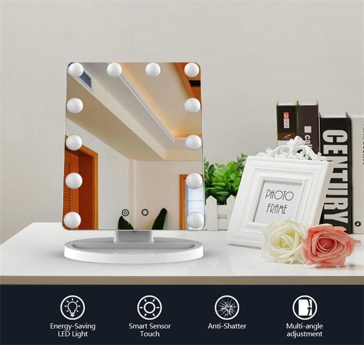 Tabletop Dressing Table Makeup Vanity Hollywood Mirror with Light Bulbs