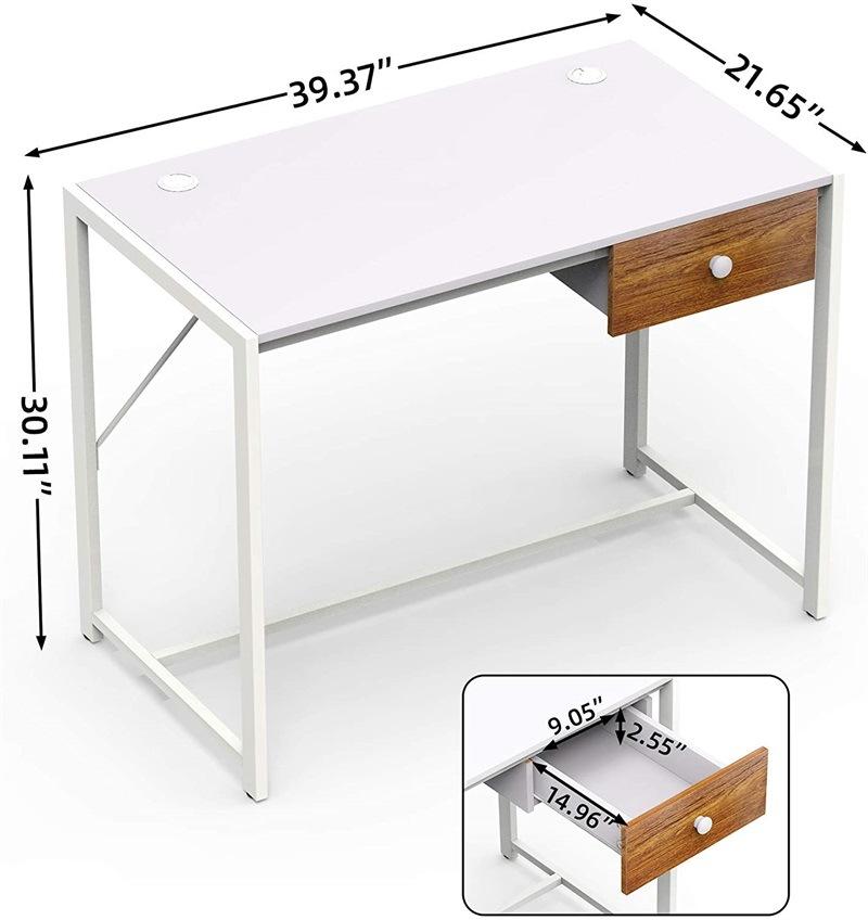 Modern Simple Home Office Desks Single Brown Drawer and Waterproof Tabletop Laptop Study Writing Table