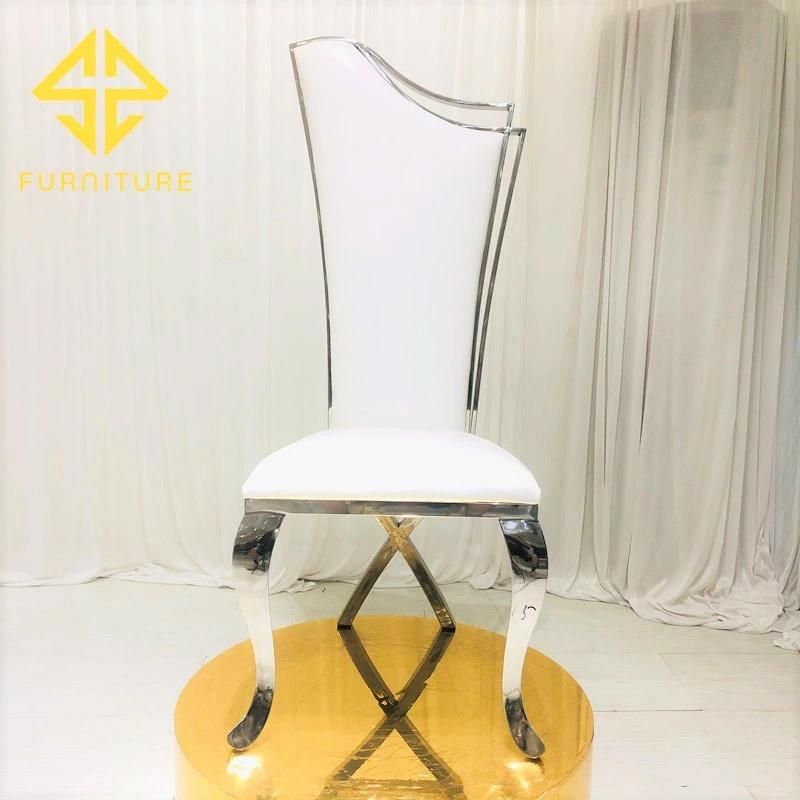 2021 Hot High Back Stainless Steel Dining Chair Hotel Furniture Wedding Events Chairs