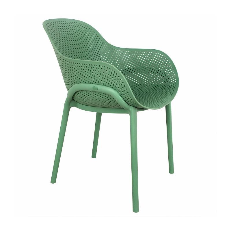 Wholesale Outdoor Furniture Modern Style Garden Furniture Erie Plastic Chair Eco-Friendly PP Armrest Dining Chair