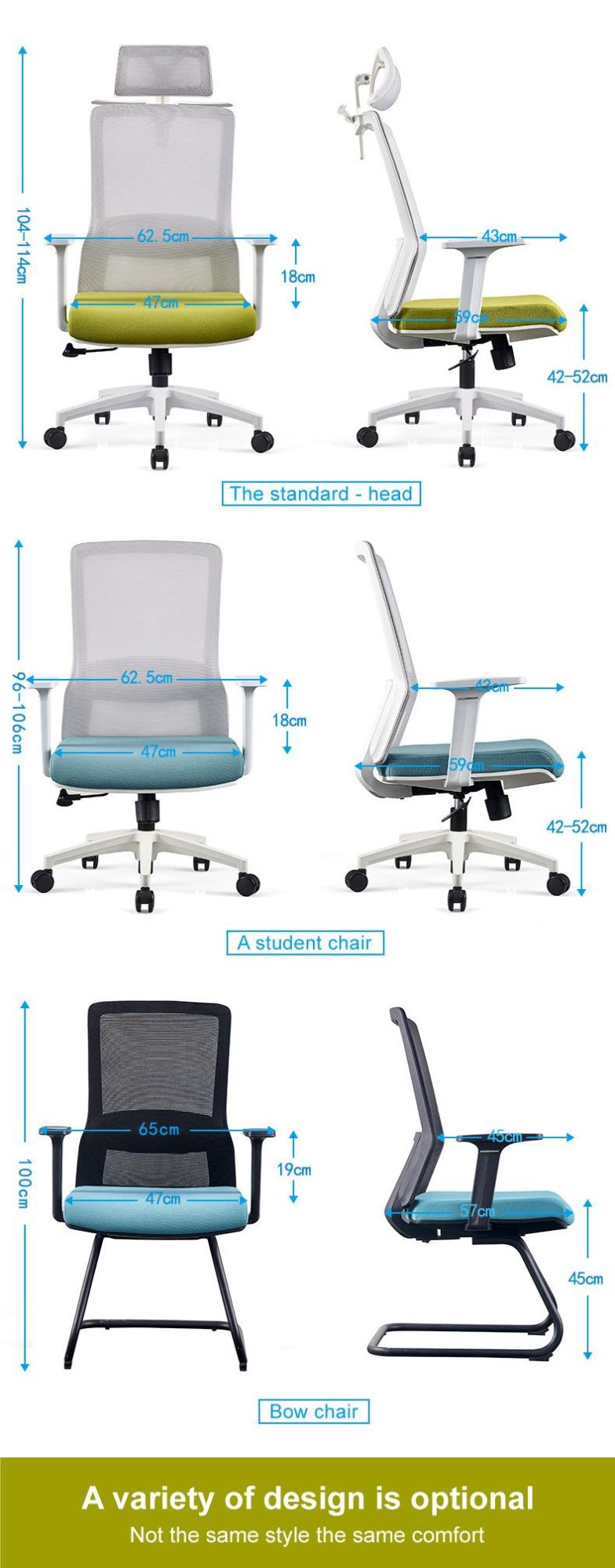 Chinese Leisure Modern Swivel Ergonomic Executive Fabric Whit Adjustable Headrest Office Chair