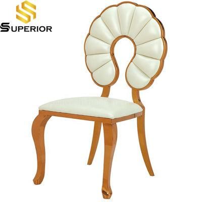 Modern Hotel Luxury Rose Gold Metal Frame Round Back Banquet Chairs