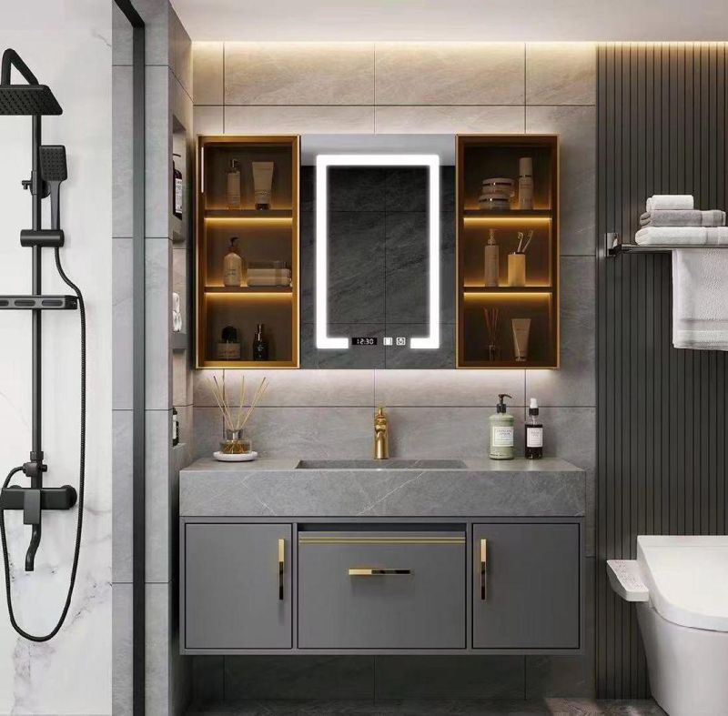 Light Luxury Rock Plate Bathroom Vanity Modern Simple Cabinet Combination Bathroom Intelligent Mirror