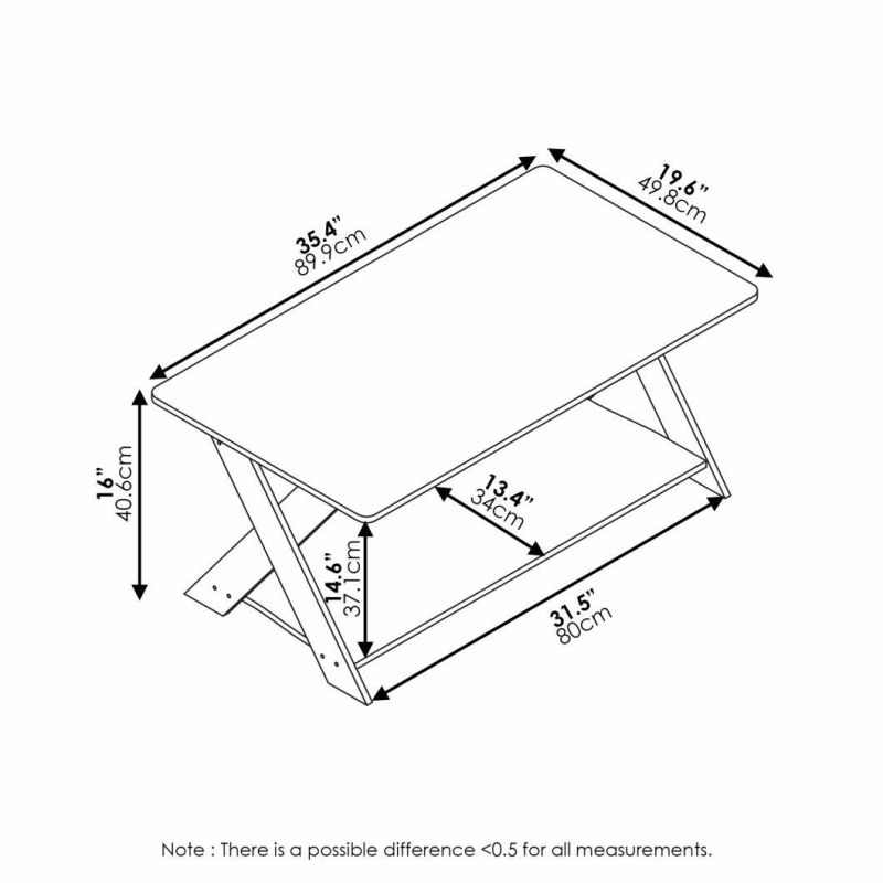 Modern Simplistic Crossed Coffee Table, French Oak Grey