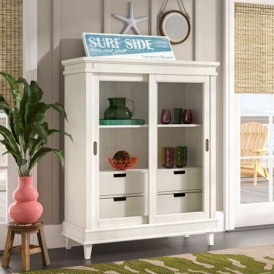 Modern Antique Furniture White Painting Tandard Display Stand Storage Cabinet Living Room Furniture