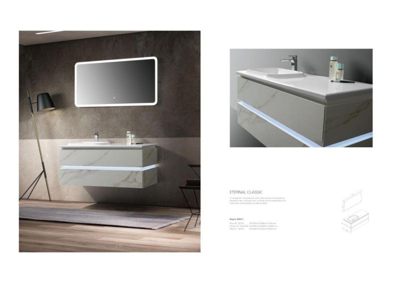 European Wall-Mounted Bathroom Furniture with LED Mirror