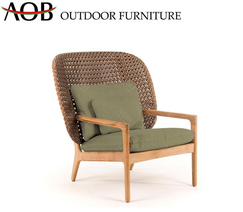 Modern Exterior Garden Villa Hotel Home Outdoor Teak Leisure Rope Weaving Chair Furniture