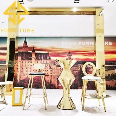 Modern Design Hotel Furniture Golden Stainless Steel High Bar Stool