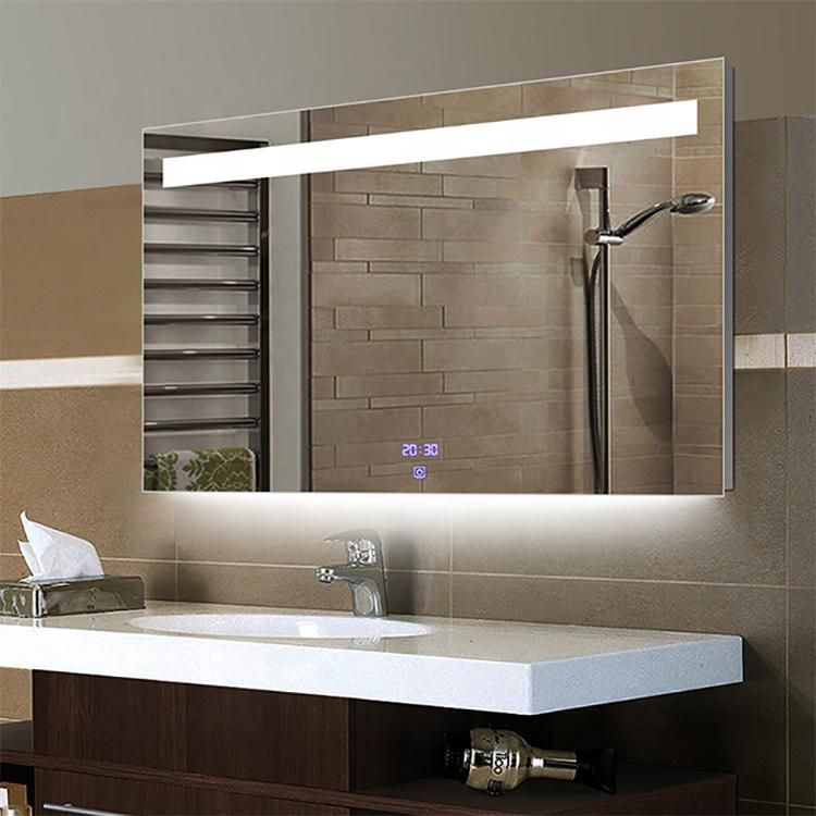 Customized China Rectangle Modern Horizontal Wall LED Light Mirror for Bathroom