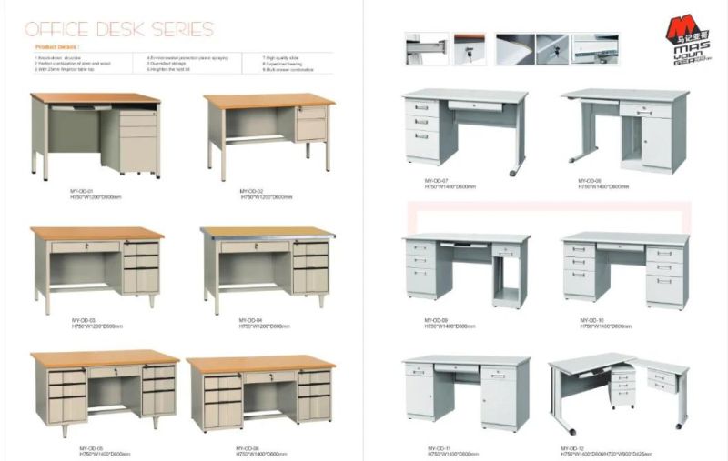 Metal Office Table Steel Computer Desks with Locking Drawers