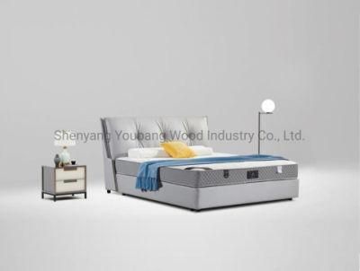 Chinese Factory 2021 Latest Double Bed Modern Designs Full Wood Frame Bed