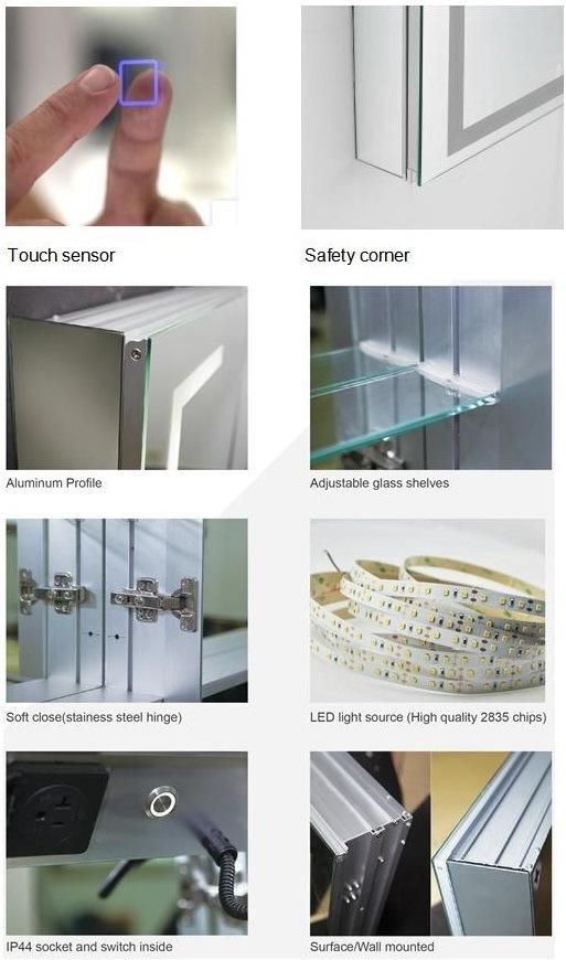 Luxury Hotel Indoor Waterproof Bathroom LED Mirror Cabinet