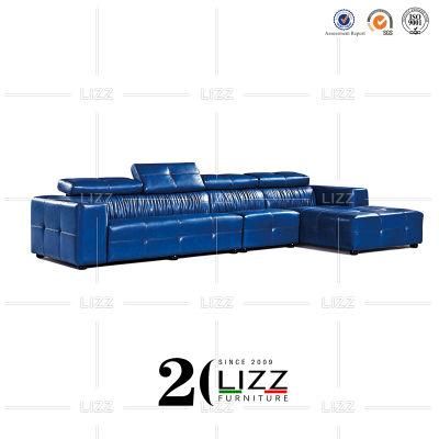 Fashionable Design Modern Simple L Shape Genuine Leather Sofa Long Couch