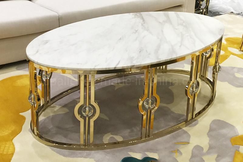 Hotel Furniutre Luxury Golden Oval Center Coffee Table