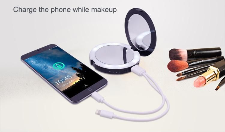 Portable Compact LED Makeup Charger Mirror