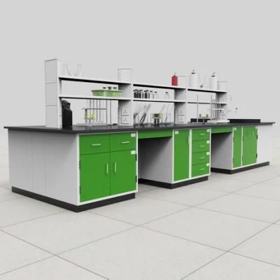 Biological Wood and Steel Lab Furniture with Top Glove Box, Physical Wood and Steel Chemistry Lab Bench/