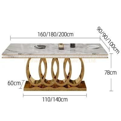 Modern Dining Furniutre Italy Design Style Elegant Stainless Steel Base Semi-Circle Dining Table for Wedding Banquet Event Use