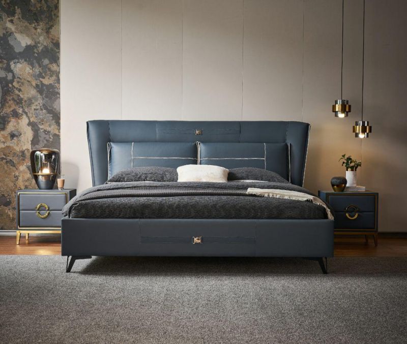 Customized Furniture Bedroom Modern Beds King Bed Leather Bed a-GF007