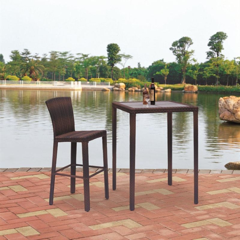 Garden Patio Fabric Bambool Look Chair Stacking High Bar Outdoor Stool Furniture