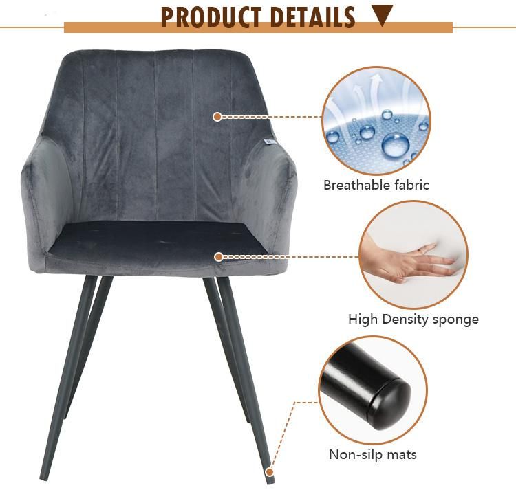 Wholesale New Type Nordic Modern Luxury Indoor Living Room Restaurant Furniture Armrest Colorful Velvet Dining Chair