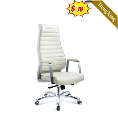 Cheap Price Office Furniture Leisure Chairs with Headrest White Color PU Leather Metal Legs Swivel Chair