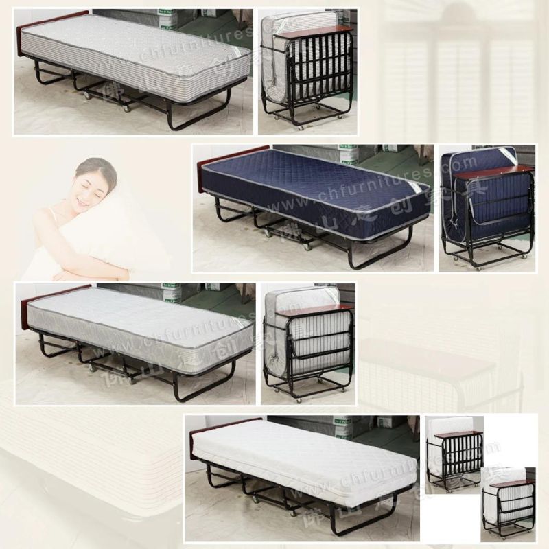 Yc-Eb02 Rollaway Metal Extra Bed for Hotel Guestroom with White Stripe Cloth Mattress