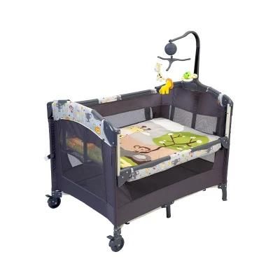 Baby Bedside Bed Sleeping Basket Stitching Children&prime;s Bed Movable Folding Storage Crib