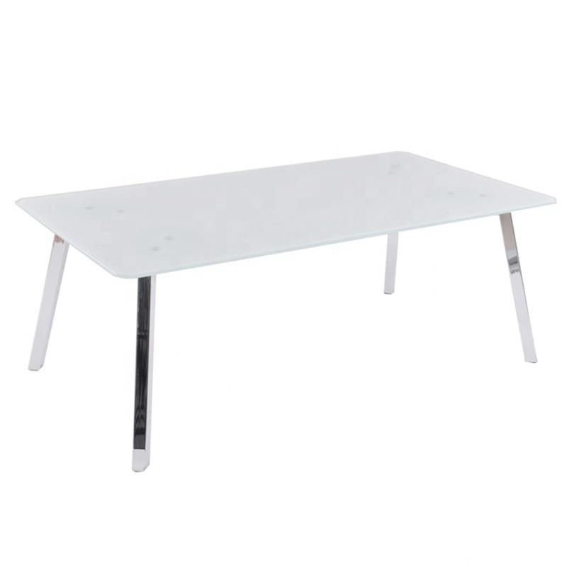 Cheap Price Living Room Furniture Modern Rectangle Glass Coffee Table with White Painting Top